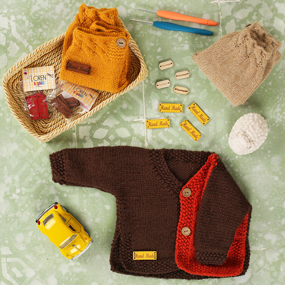 Loren Crafts 5'li Handmade Yazılı Kırmızı Deri Etiket